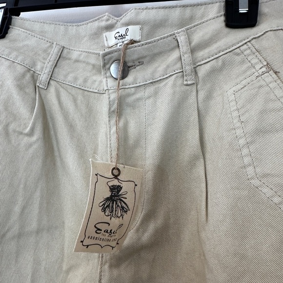 Easel Women’s Small Beige Utility Carpenter Pants 100% Cotton High Waist - Picture 7 of 13